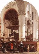 WITTE, Emanuel de Interior of the Oude Kerk at Delft during a Sermon oil painting picture wholesale